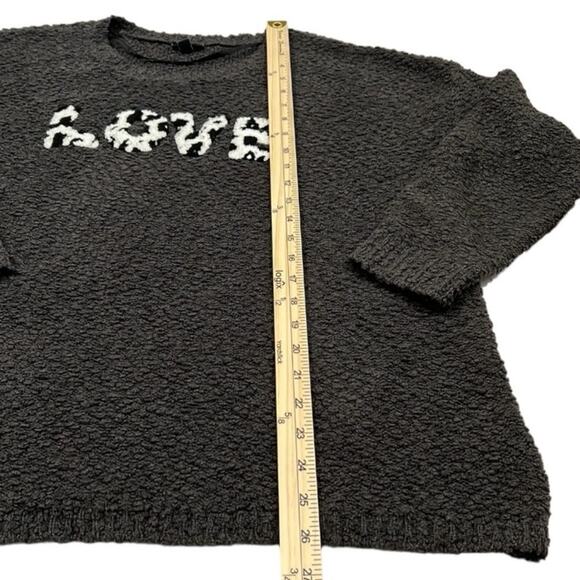 Torrid Love Sweater Womens 2X Gray Nubby Texture Embroidered Drop Shoulder Cozy - Picture 6 of 11